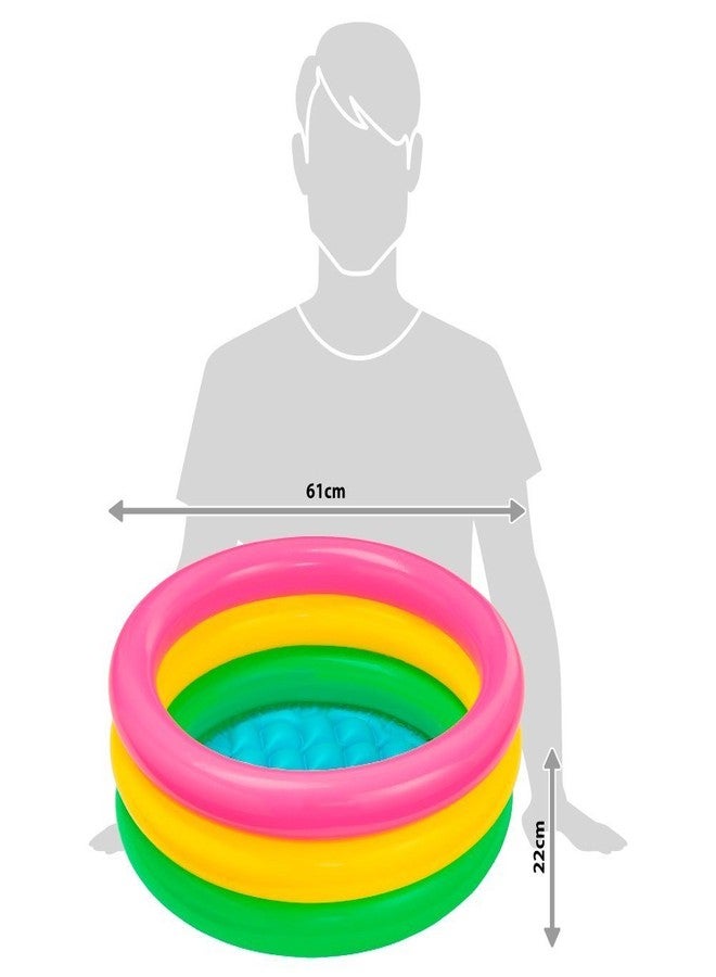 RUJVE Swimming Pool for Kids | Inflatable Sunset Glow Round Colourful Ring Baby Pool Portable Baby Bath tub | Indoor & Outdoor Swimming Pool for Kids (Multi Color) (24 inch) - Image 2